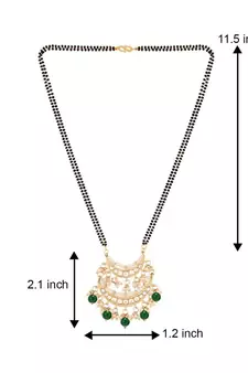 Traditional Pearl Kundan Studded Pendant with Black Bead Chain Mangalsutra for Women 