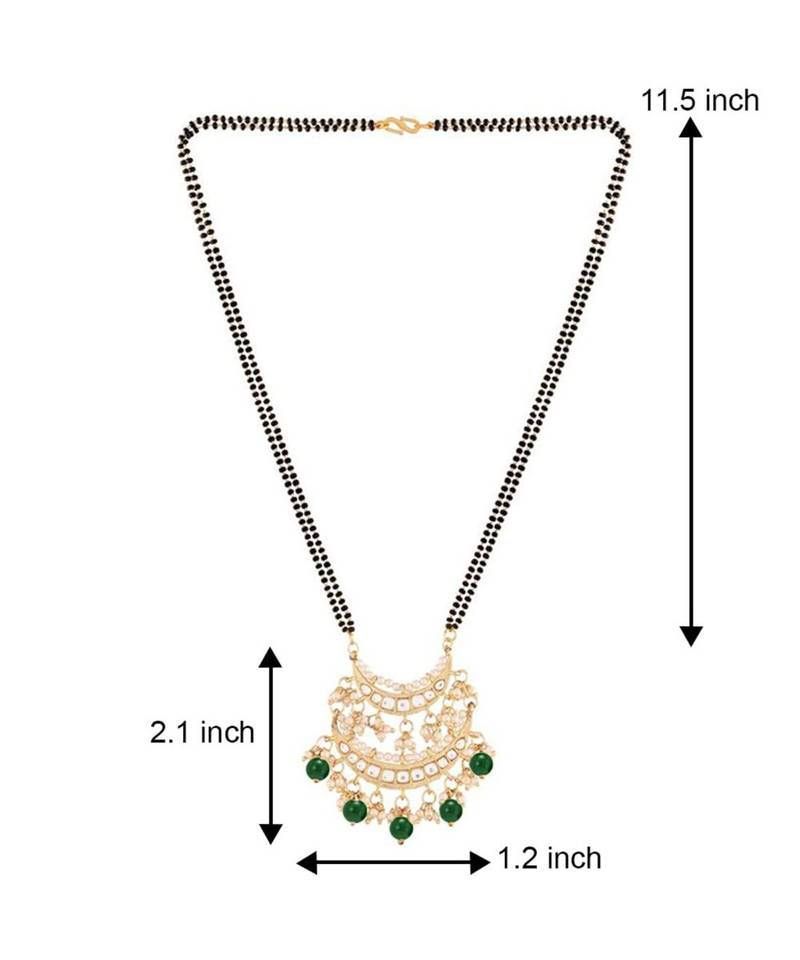 Traditional Pearl Kundan Studded Pendant with Black Bead Chain Mangalsutra for Women 