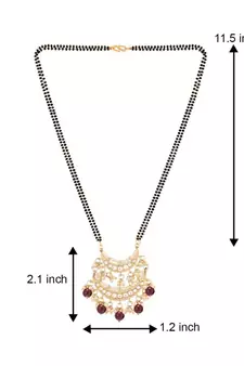 Traditional Pearl Kundan Studded Pendant with Black Bead Chain Mangalsutra for Women 