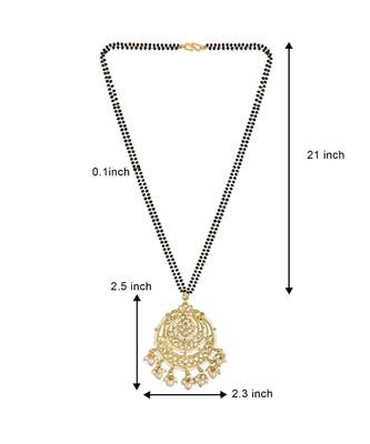  Traditional Pearl Kundan Studded Pendant with Black Bead Chain Mangalsutra for Women  3