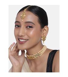 Traditional Pearl Kundan Choker Necklace Set for Women Girls 