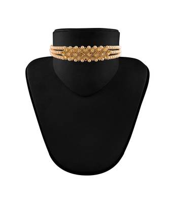Traditional Pearl Kundan Choker Necklace Set for Women Girls  3