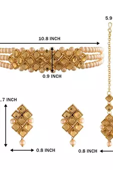 Traditional Pearl Kundan Choker Necklace Set for Women Girls 