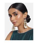  Blue Meenakari Kundan Pearl Chandbali Dangle Earrings for Women 