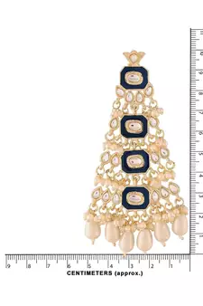  Blue Meenakari Kundan Pearl Chandbali Dangle Earrings for Women 