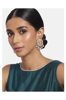 Traditional Red Meenakari Kundan Pearl Stud Earrings for Women (E2939R)