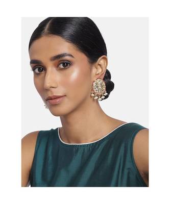 Traditional Red Meenakari Kundan Pearl Stud Earrings for Women (E2939R) 1