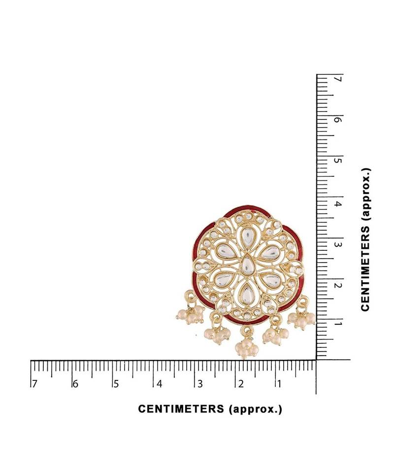 Traditional Red Meenakari Kundan Pearl Stud Earrings for Women (E2939R)