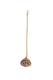 Rajasthani Rajputi Kundan Pearl Studded Borla Maang Tikka for Women (T2075W)