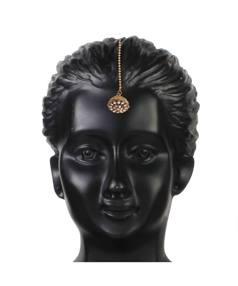 Rajasthani Rajputi Kundan Pearl Studded Borla Maang Tikka for Women 