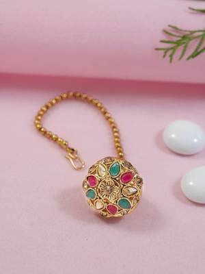 Rajasthani Rajputi Kundan Pearl Studded Borla Maang Tikka for Women (T2073MG) 1