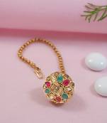 Rajasthani Rajputi Kundan Pearl Studded Borla Maang Tikka for Women (T2073MG)