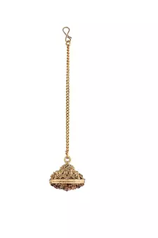 Rajasthani Rajputi Kundan Pearl Studded Borla Matha Patti Maang Tikka for Women 