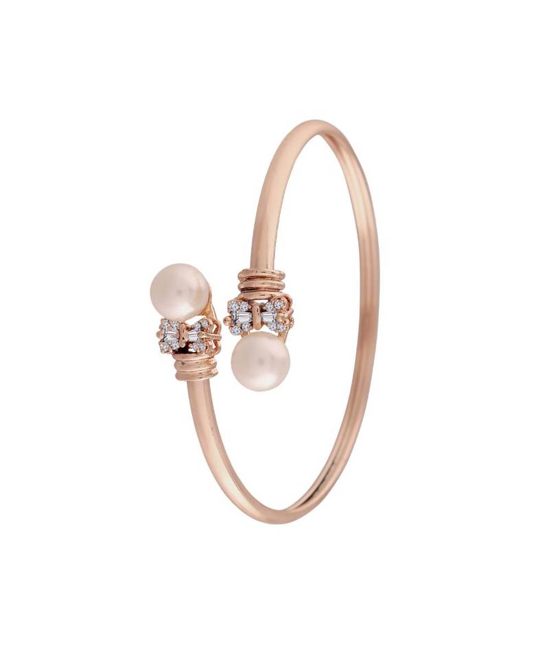Rose Gold Plated CZ Stone Openable Designer Styles Kada Bangles Bracelets for Women & Girls (ADB210RG)