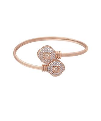 Rose Gold Plated CZ Stone Openable Designer Styles Kada Bangles Bracelets for Women & Girls  1