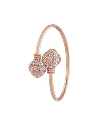 Rose Gold Plated CZ Stone Openable Designer Styles Kada Bangles Bracelets for Women & Girls  3