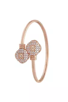 Rose Gold Plated CZ Stone Openable Designer Styles Kada Bangles Bracelets for Women & Girls 