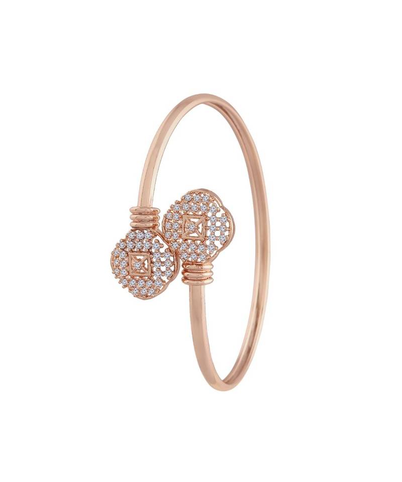 Rose Gold Plated CZ Stone Openable Designer Styles Kada Bangles Bracelets for Women & Girls 