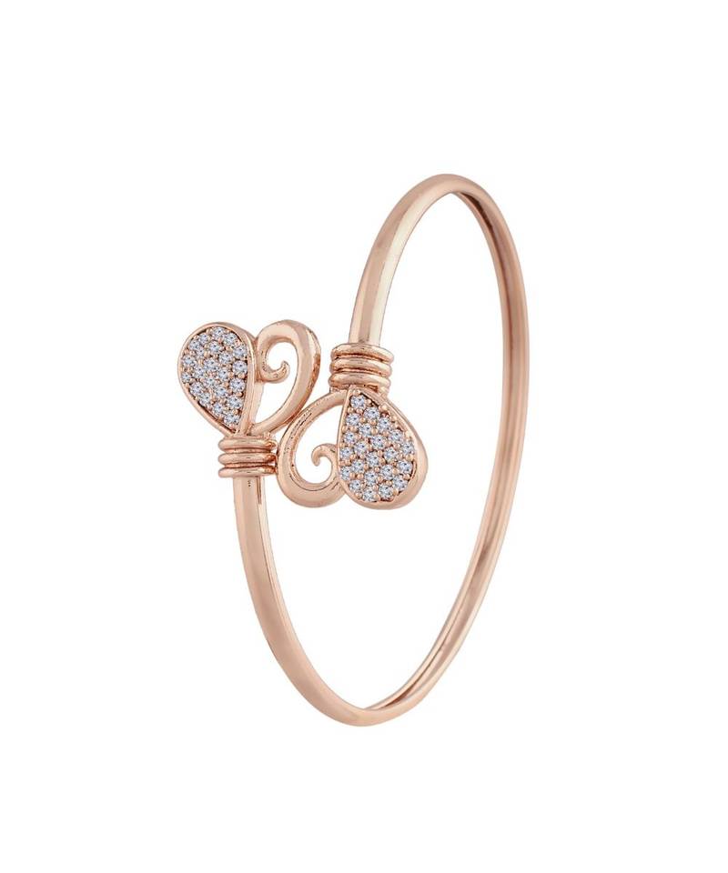  Rose Gold Plated CZ Stone Openable Designer Styles Kada Bangles Bracelets for Women & Girls 