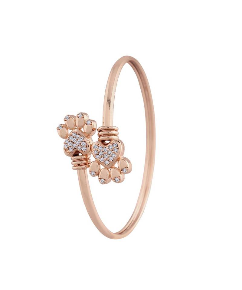 Rose Gold Plated CZ Stone Openable Designer Styles Kada Bangles Bracelets for Women & Girls 