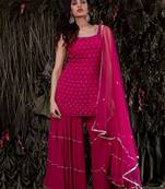 Gorgeous Pink Royal Georgette Sharara Designer Salwar Kameez