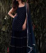 Gorgeous Navy Blue Mukaish work Georgette Sharara Salwar Suit