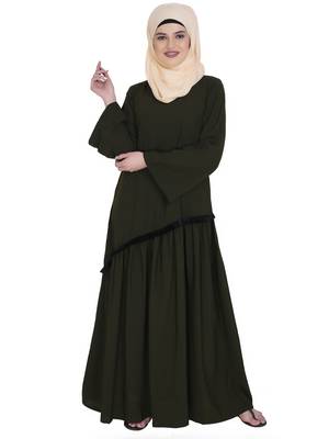 Lace Olive Green Abaya 1