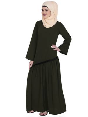 Lace Olive Green Abaya 2