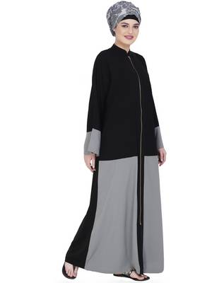 Dazzling Zip-Up Olive Abaya 2