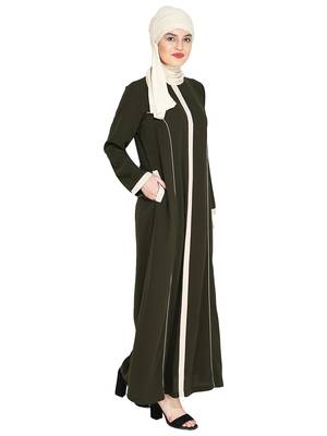 Olive Panelled Abaya 2