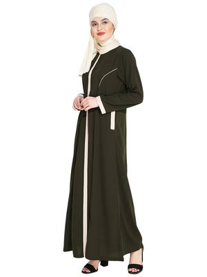 Olive Panelled Abaya 3