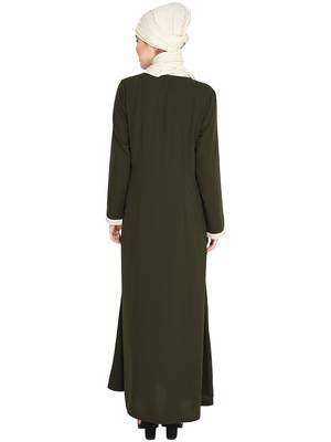 Olive Panelled Abaya 4