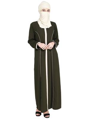 Olive Panelled Abaya 5