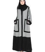 Quirky Grey Dubai Style Abaya With Detailing