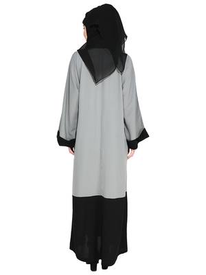 Quirky Grey Dubai Style Abaya With Detailing 3