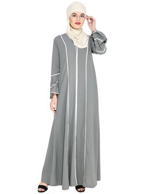 Snazzy Lace Grey Abaya 1