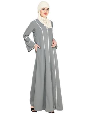 Snazzy Lace Grey Abaya 2