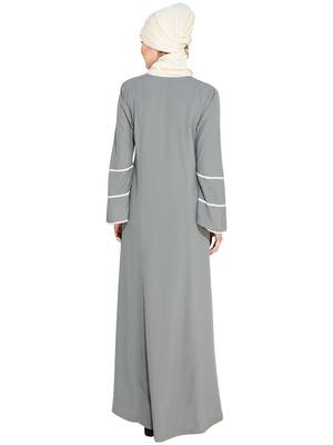 Snazzy Lace Grey Abaya 4