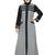 Grey Color Front Open/Zip Closure Abaya With Striper And Contrast Cross Pocket