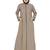 Khaki Front Open Abaya With Contrast Zip Closure  Cross Pocket