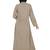 Khaki Front Open Abaya With Contrast Zip Closure  Cross Pocket