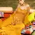 Mustard Yellow Embroidered with Mirror work georgette wedding haldi sangeet function Sharara Suit