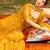 Mustard Yellow Embroidered with Mirror work georgette wedding haldi sangeet function Sharara Suit