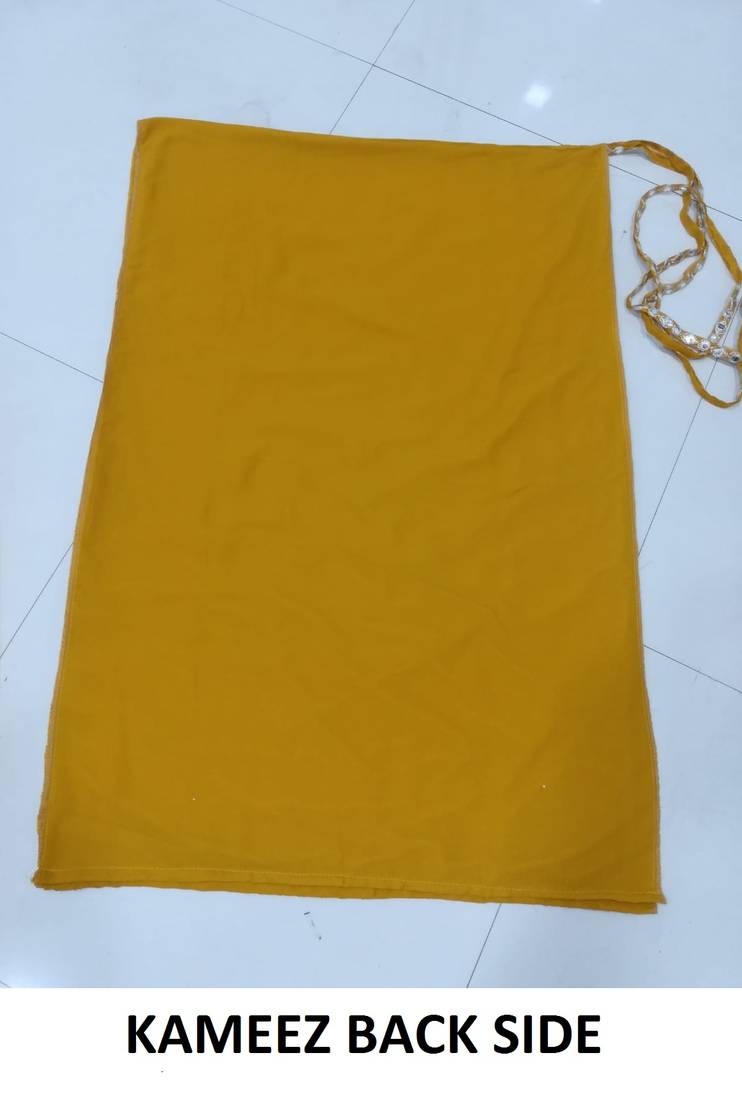 Mustard Yellow Embroidered with Mirror work georgette wedding haldi sangeet function Sharara Suit