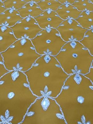 Mustard Yellow Embroidered with Mirror work georgette wedding haldi sangeet function Sharara Suit 7