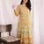Eye-Catching Lemon Yellow Color Foil Mirror Base Length Ceremonial Palazzo Suit