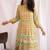 Eye-Catching Lemon Yellow Color Foil Mirror Base Length Ceremonial Palazzo Suit