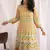 Eye-Catching Lemon Yellow Color Foil Mirror Base Length Ceremonial Palazzo Suit