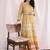 Eye-Catching Lemon Yellow Color Foil Mirror Base Length Ceremonial Palazzo Suit