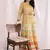 Eye-Catching Lemon Yellow Color Foil Mirror Base Length Ceremonial Palazzo Suit